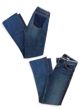 Y2K A.B.S by Allen Schwartz Low Rise Embellished Raw Hem Jeans